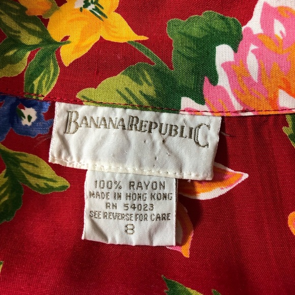 BANANA REPUBLIC Vintage Made Hong Kong Collar Pockets Button Down Floral Dress 8 - Picture 8 of 14